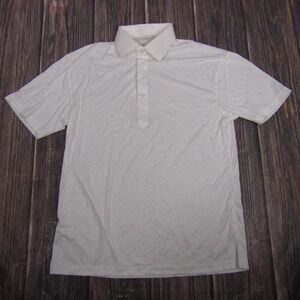 Collars & Co Polo Shirt Mens Large White Solid Dress Collar Golf Performance Top